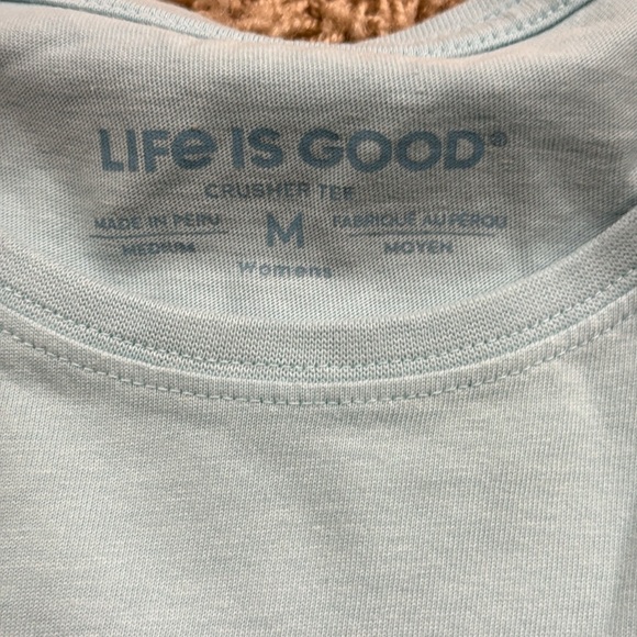 LIFE IS GOOD Dog Lovers Crusher Tee Super Soft Light Blue Women’s Size M - Picture 5 of 7